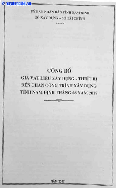 Giá VLXD tỉnh Nam Định tháng 08 năm 2017