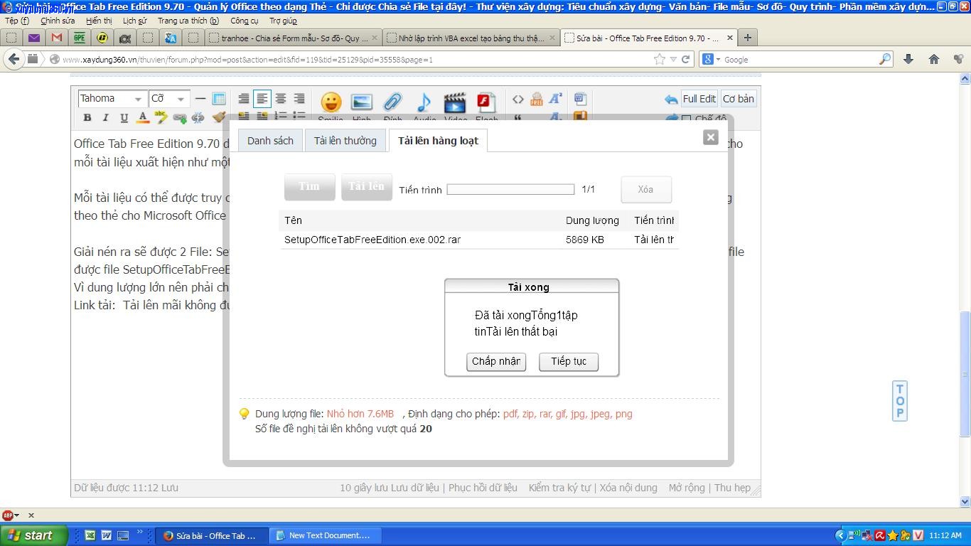 Office Tab Free Edition 9.70Quản lý Office theo dạng Thẻ Powered by