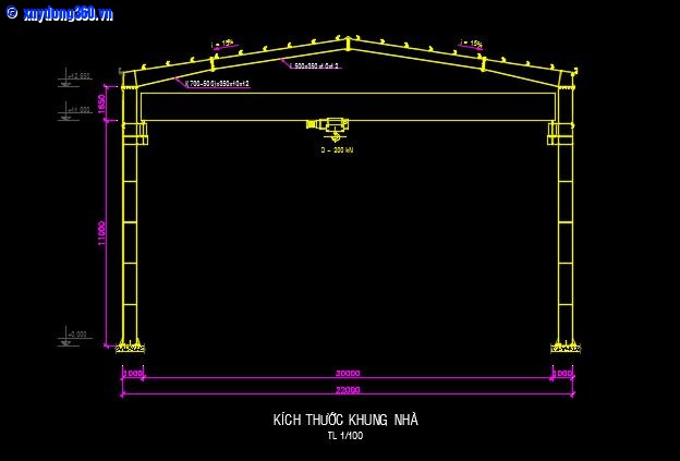 DWG] Bản vẽ đồ án Kết Cấu Thép nhà công nghiệp 1 tầng 1 nhịp ...